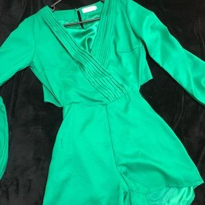 LUCYINTHESKY Green backless Romper